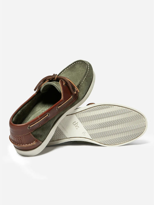 Phenis Δερμάτινα Ανδρικά Boat Shoes σε Πράσινο Χρώμα