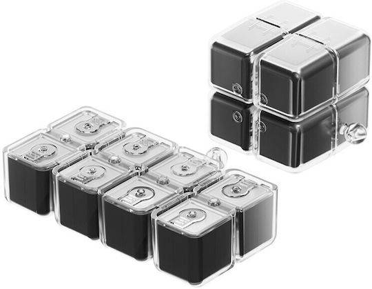 Cutie de Medicamente Flippy Model Cub Rubik cu Curea de Agățat Dispenser Portabil de Medicamente Organizator de Pastile Estimat pentru 7 Zile 7,3 X 6 X 6 Cm Negru