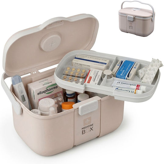Relaxdays Plastik Pillenorganisator Beige Grau 17x18x28 Cm