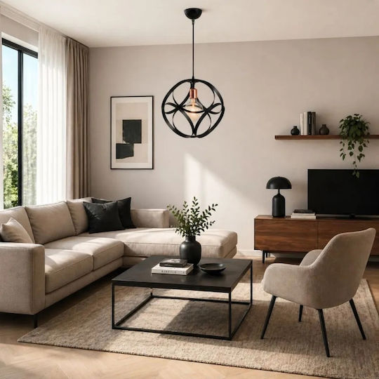 NG Santas Black Pendant Ceiling Light 38x38x80cm