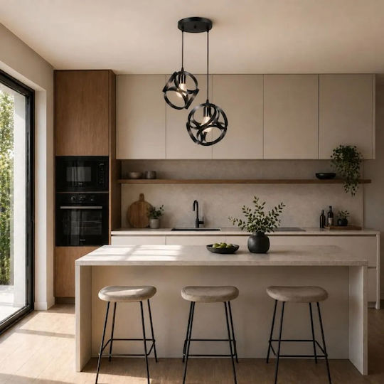 NG Santas Black Pendant Ceiling Light 30x80cm