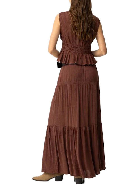 High Waist Maxi Brown Skirt