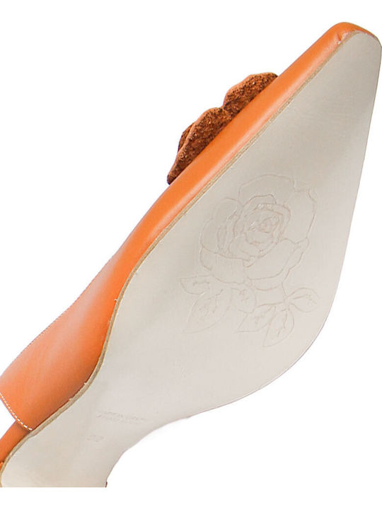 Leather Heels With Medium Orange Heel