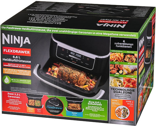 Ninja Air Fryer с Двойна Подвижна Кошница 6.6л Черен AF550EU