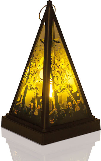 Lampion Led Halloween Schelet Alb Cald Negru Portabil 9,5x9,5x17 Cm 2xaaa