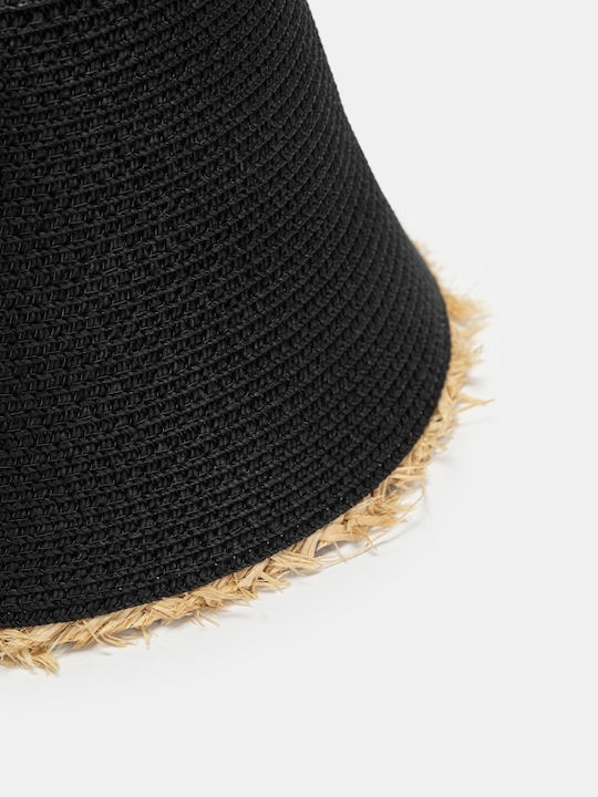 Decoro Γυναικείο Ψάθινο Καπέλο Bucket Μαύρο