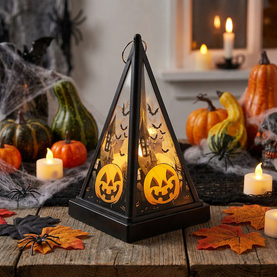 LED Halloween Laterne Kürbis Warmweiß Schwarz Tragbar 9,5x9,5x17 cm 2xAAA