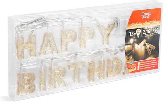Happy Birthday Anniversary Led 13 Leduri Alb Cald 2 X Aa 2 M Argintiu Sclipici Decorațiuni Pentru Petreceri