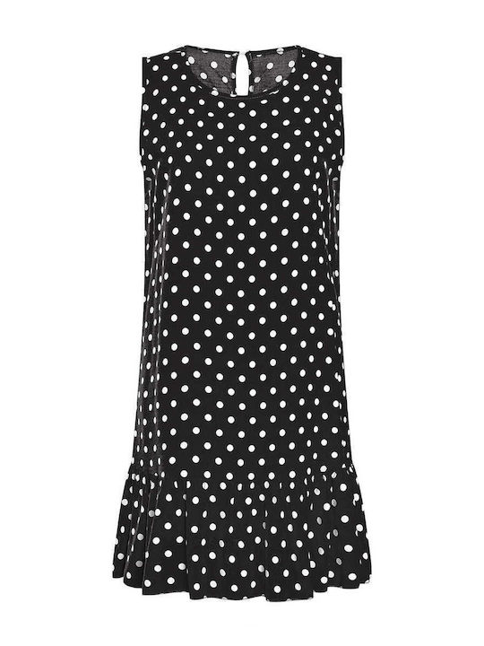 Celestino Women's Mini Polka Dot Loose Fit Dress Black