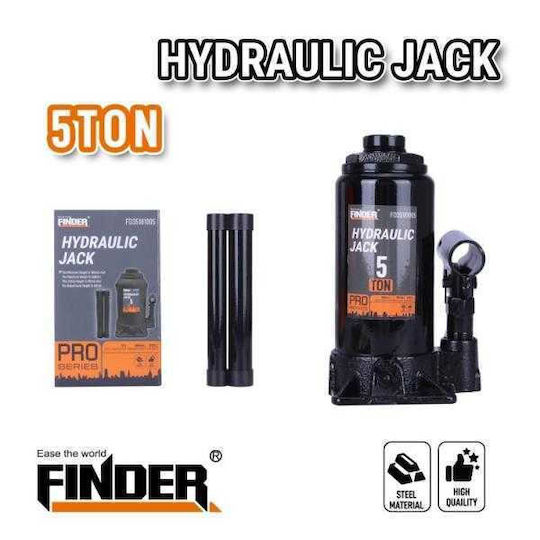 Finder Hydraulic Bottle Jack with Lifting Height up to 36cm and Load Capacity up to 5 Tons
