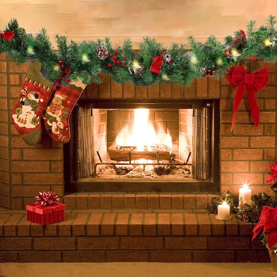 Alista Home Χριστουγεννιάτικη Γιρλάντα Φωτιζόμενη Στολισμένη Πλαστική Πράσινη