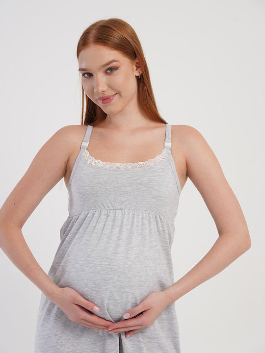 Vienetta Secret Maternity And Breastfeeding Nightgown Gray Melange