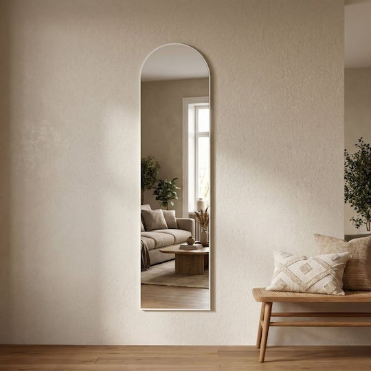 Megapap Καθρέπτης Οβάλ με Λευκό Ξύλινο Πλαίσιο 150x40cm