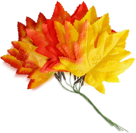Set 9 Decorative Autumn Leaves 28 Cm Warm Colors Yellow Orange Red