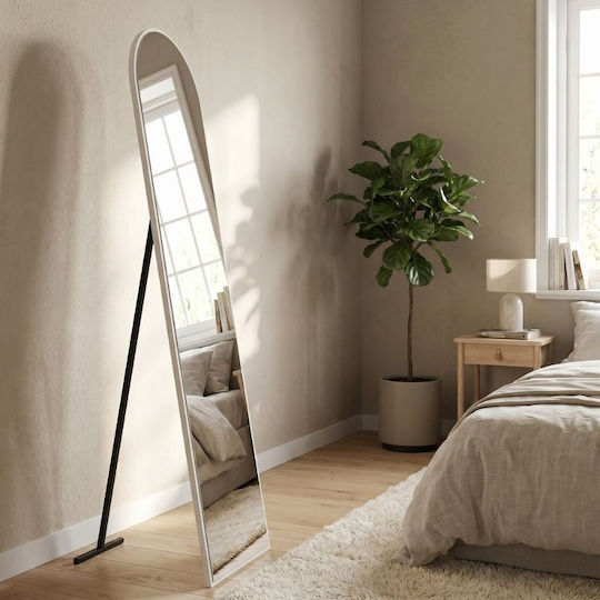 Megapap Καθρέπτης Οβάλ με Λευκό Ξύλινο Πλαίσιο 150x40cm