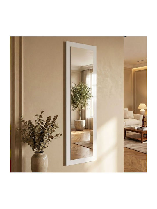 Megapap Καθρέπτης με Λευκό Ξύλινο Πλαίσιο 150x40cm