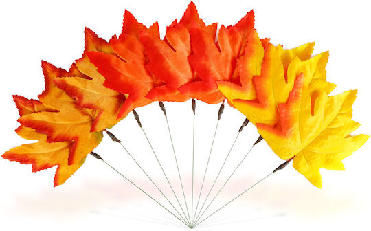 Set 9 Decorative Autumn Leaves 28 Cm Warm Colors Yellow Orange Red