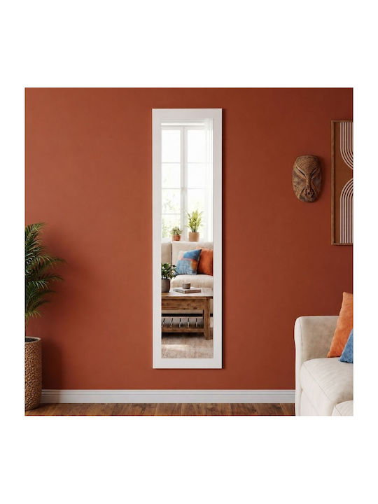 Megapap Καθρέπτης με Λευκό Ξύλινο Πλαίσιο 150x40cm