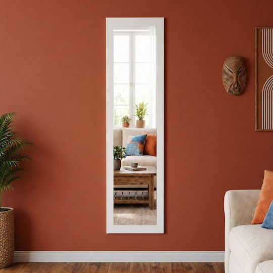 Megapap Καθρέπτης με Λευκό Ξύλινο Πλαίσιο 150x40cm