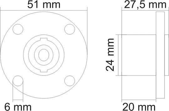 Speakon 4-pole Socket Speakers Panel-mount Audio Connector