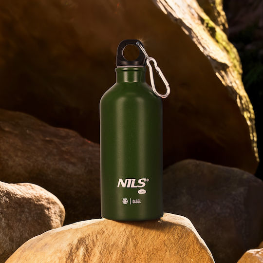 Nils Μπουκάλι Θερμός Ανοξείδωτο BPA Free 550ml GREEN TRAVEL BOTTLE