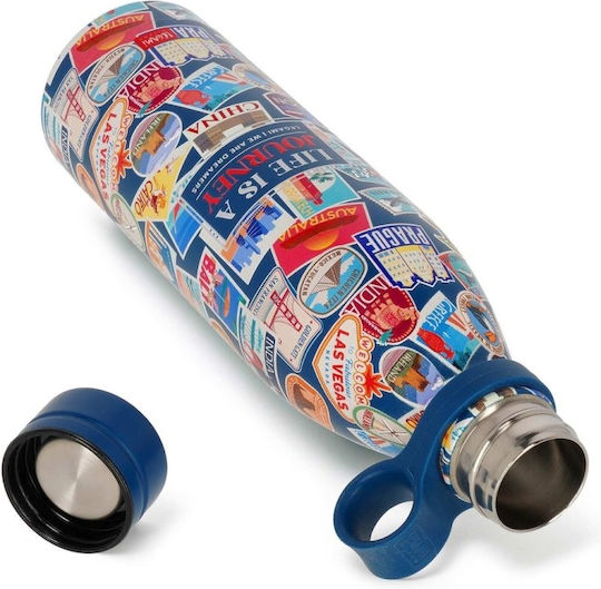 Stickers Bottle Thermos Stainless Steel / Plastic BPA Free 800ml Legami with Handle