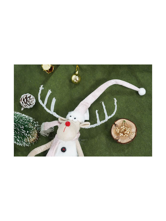 Ornament De Crăciun Reni Picioare Telescopice Alista Home Gri Alb Textil 100 Cm