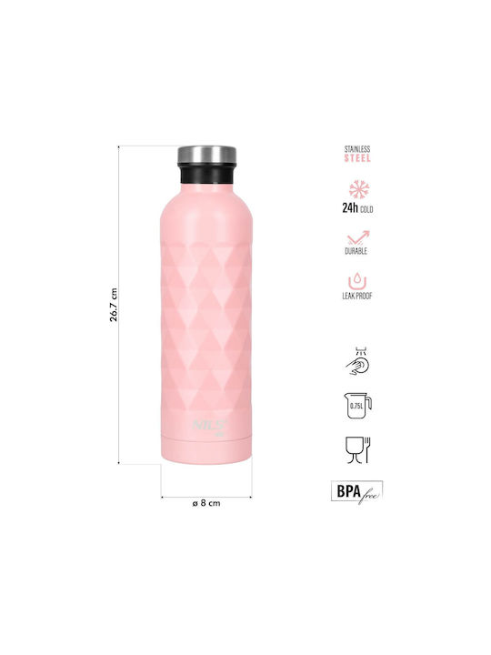 Nils Stainless Steel Water Bottle 750ml Pink