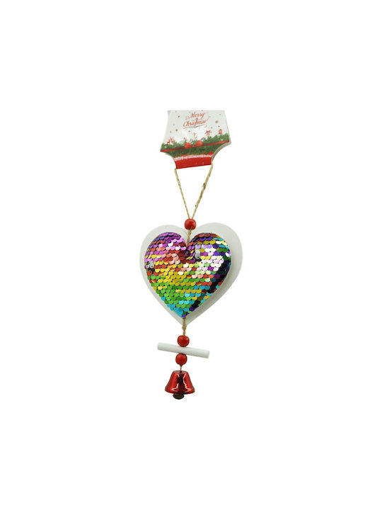 Sequin Heart Christmas Tree Ornament Alista Home Multicolor Wood 18 Cm