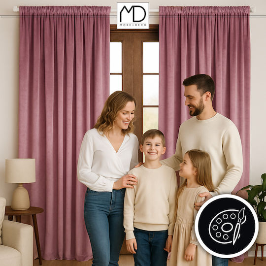 More&Deco Drape Συσκότισης με Τρέσα Dusty Pink 140x250εκ.