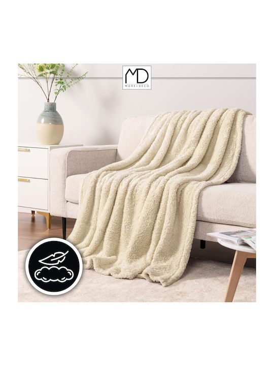 More&Deco Κουβέρτα Γούνινη Διπλή 200x220εκ. Beige