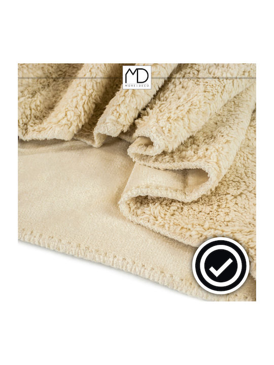 More&Deco Κουβέρτα Γούνινη Διπλή 200x220εκ. Beige