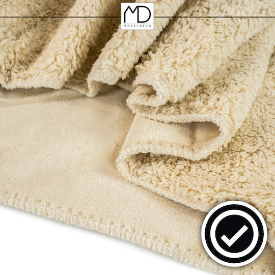 More&Deco Pelzige Doppelbettdecke 200x220cm Beige