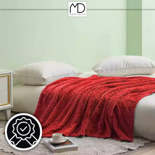 More&Deco Κουβέρτα Πικέ Διπλή 200x220εκ. Red
