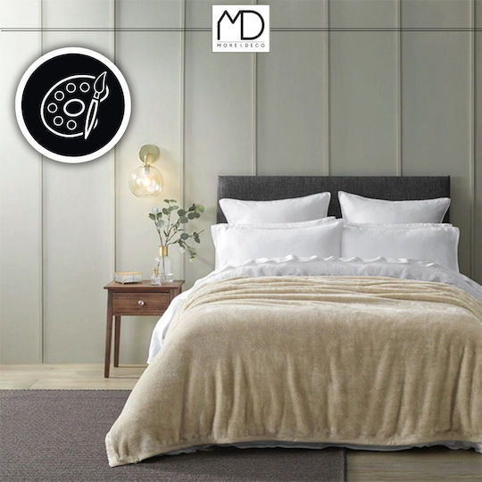 More&Deco Pelzige Doppelbettdecke 200x220cm Beige