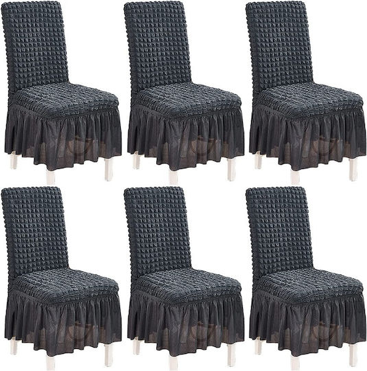 Rebeka Home Ελαστικό Κάλυμμα Καρέκλας Anthracite 6τμχ