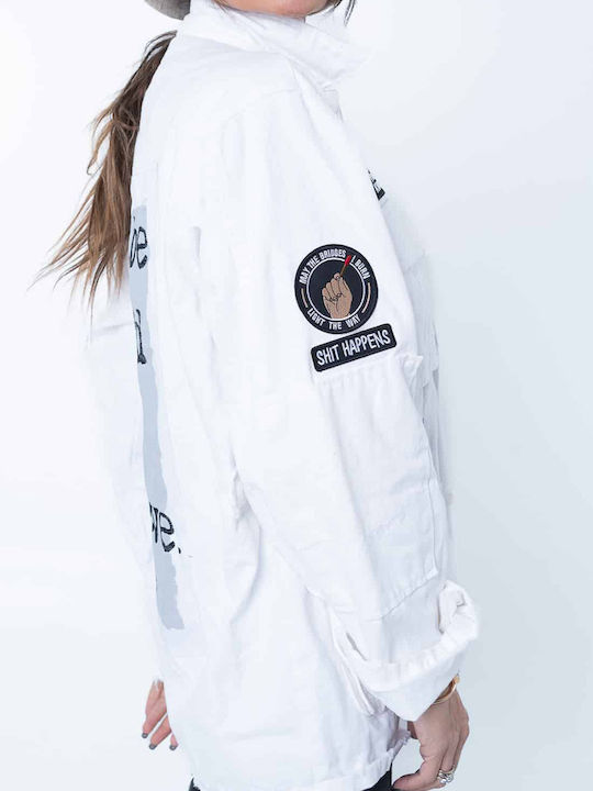 Long Women's Jacket for Winter White