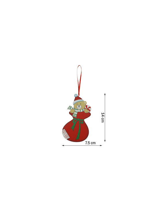 Ornament De Crăciun Pentru Brad Ursuleț Roșu Din Lemn 14 Cm Alista Home
