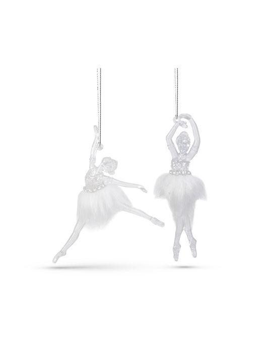 Christmas Decoration Acrylic Ballerina 14 Cm Iridescent Effect Set 2 Pcs