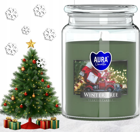 Aura Weihnachtskerze Holz Grün