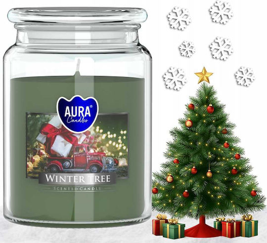 Aura Weihnachtskerze Holz Grün