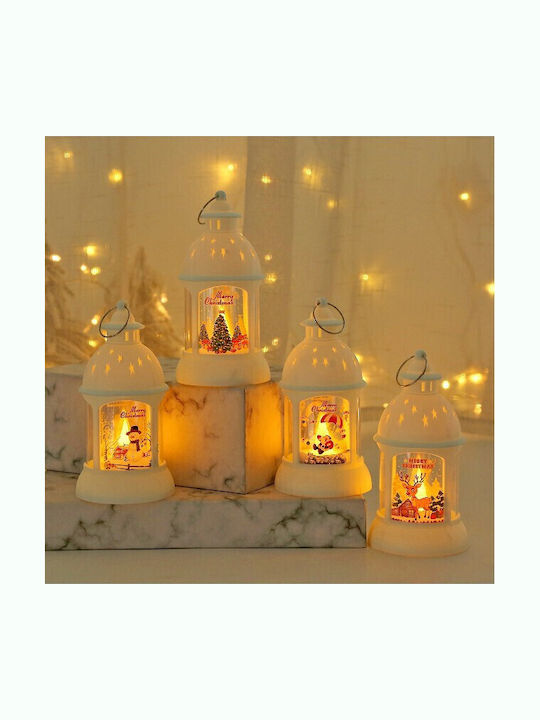 Alista Home Lampion Din Plastic Alb De Crăciun Cu Baterii 13.5x6.8cm