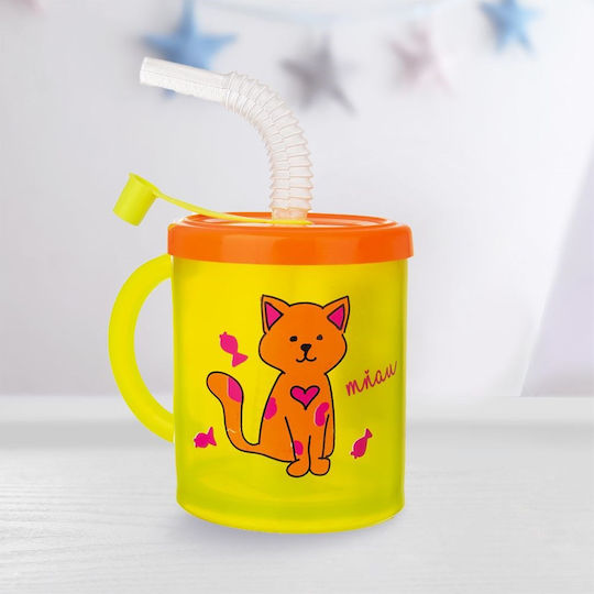 Orion Kinderbecher mit Griff und Strohhalm aus Kunststoff Gelb 260ml
