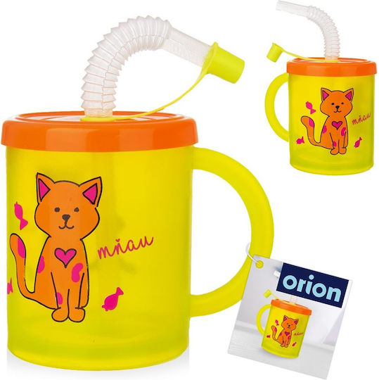 Orion Kinderbecher mit Griff und Strohhalm aus Kunststoff Gelb 260ml