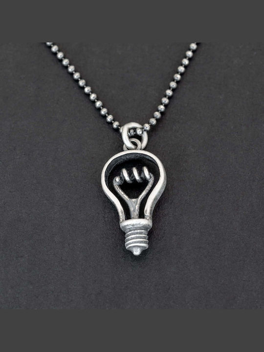 Men's Pendant Gloom Handmade Silver 925 Cord Faux Leather 60cm