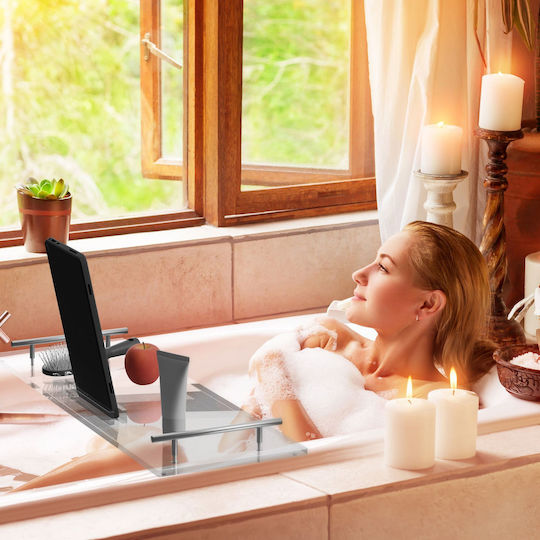 Relaxdays Suport Acrilic Pentru Cadă Argintiu Transparent 4x23x68 Cm