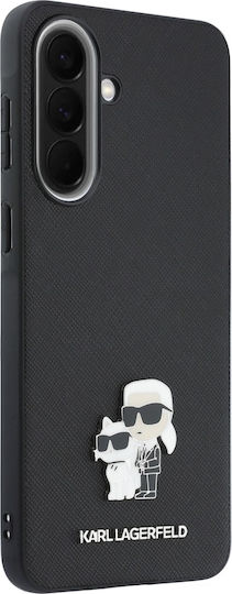 Karl Lagerfeld Saffiano Metallisches Logo Karl+&choupette Samsung Galaxy A57 5G Schwarze Handyhülle