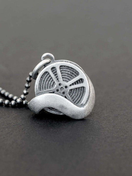 Men's Pendant Movie Reel Handmade Silver 925 Chain Bead 60cm