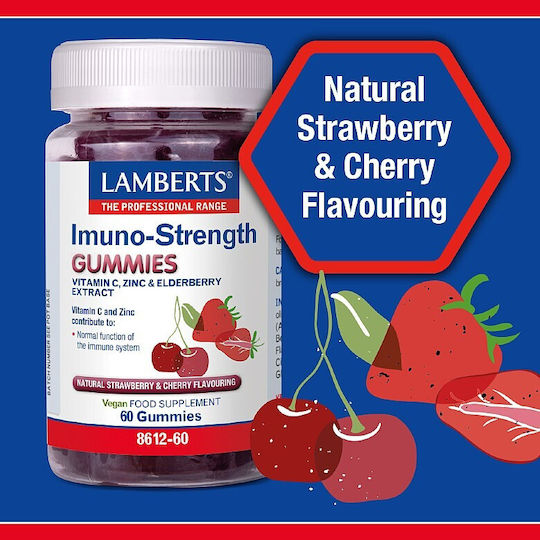 Lamberts Imuno-Strength Vitamin for Immune Support Skin & Antioxidant Action Cherry Strawberry 60 Gummies