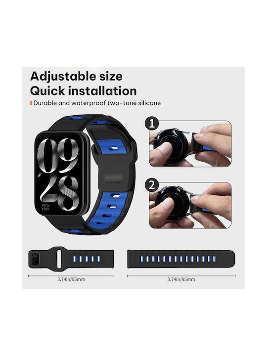 Xiaomi Band 9 Pro Redmi Watch 6 5 Xdfind Flat-head Dual-color Silicone Watch Band Black+royal Blue